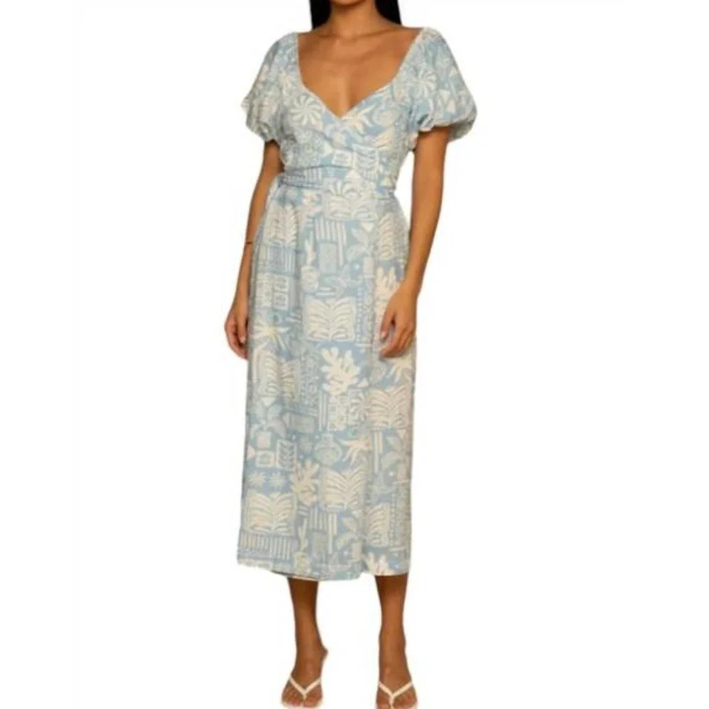SHORE winnie‎ wrap midi dress in caribbean
